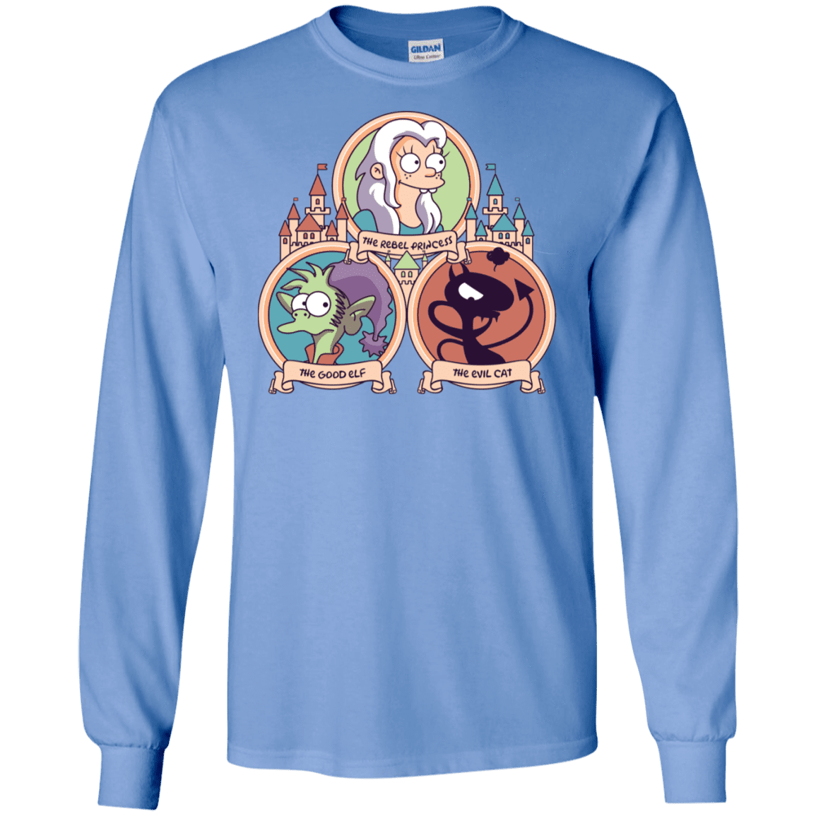 T-Shirts Carolina Blue / S The Rebel, the Good and Evil Cat Men's Long Sleeve T-Shirt