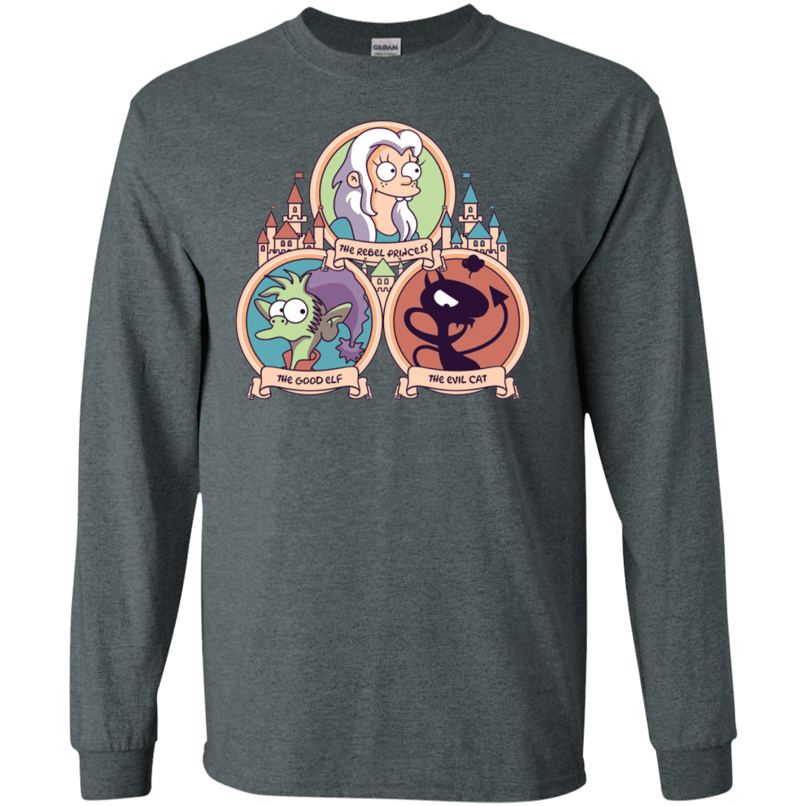 T-Shirts Dark Heather / S The Rebel, the Good and Evil Cat Men's Long Sleeve T-Shirt