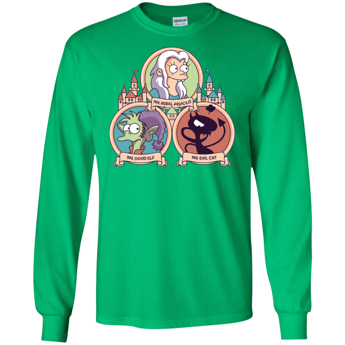 T-Shirts Irish Green / S The Rebel, the Good and Evil Cat Men's Long Sleeve T-Shirt