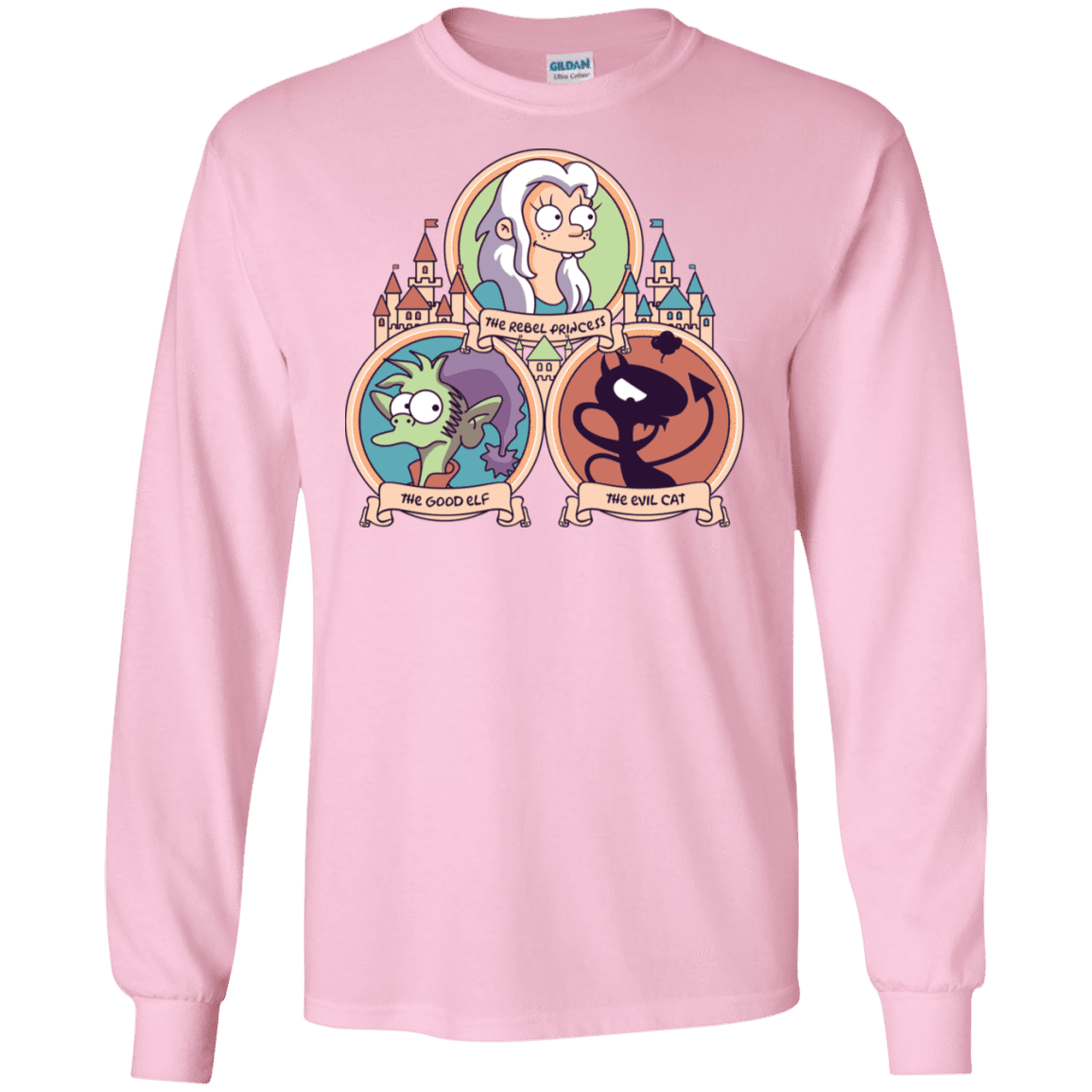 T-Shirts Light Pink / S The Rebel, the Good and Evil Cat Men's Long Sleeve T-Shirt