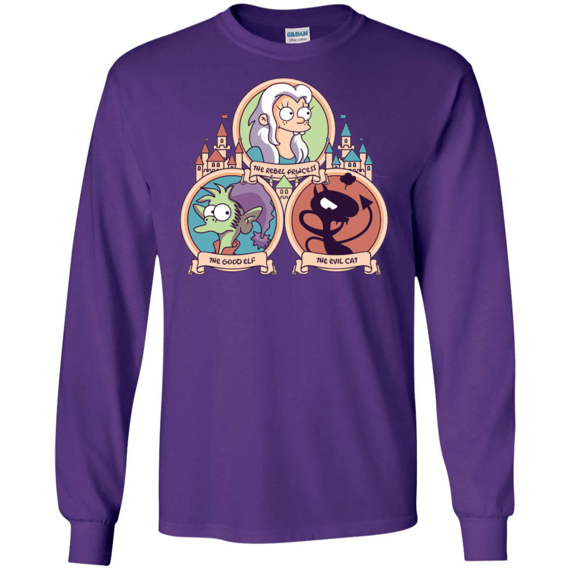 T-Shirts Purple / S The Rebel, the Good and Evil Cat Men's Long Sleeve T-Shirt