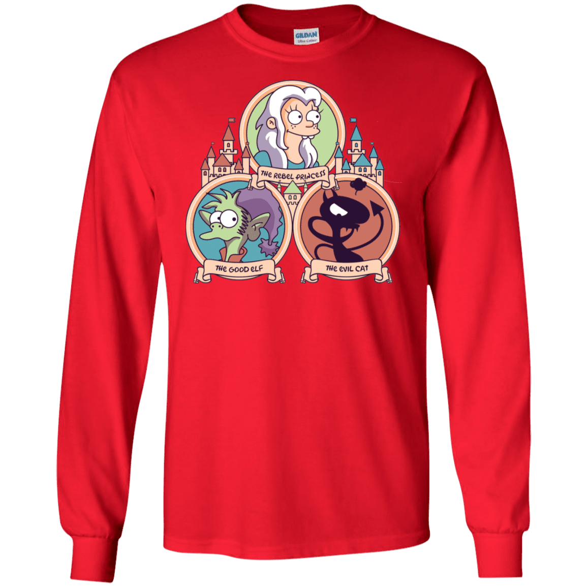 T-Shirts Red / S The Rebel, the Good and Evil Cat Men's Long Sleeve T-Shirt