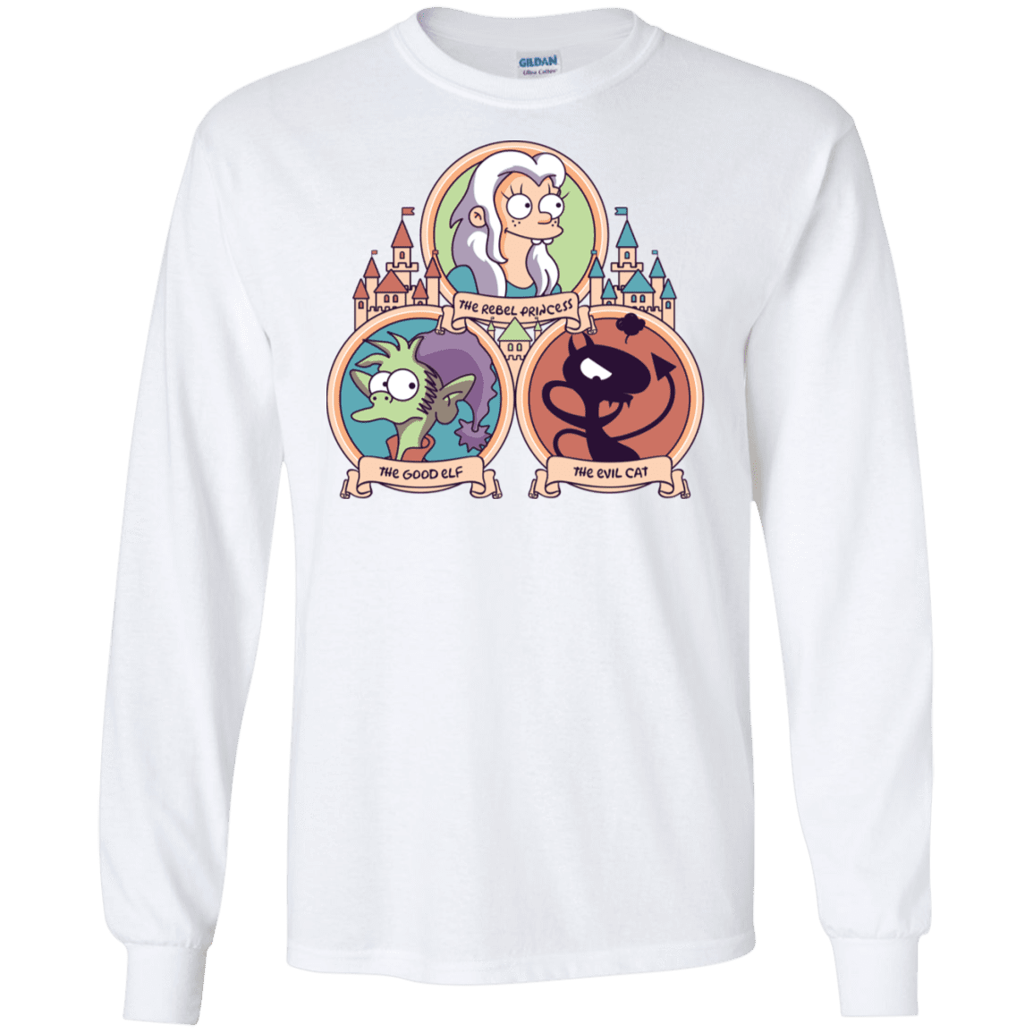 T-Shirts White / S The Rebel, the Good and Evil Cat Men's Long Sleeve T-Shirt