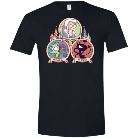 T-Shirts Black / X-Small The Rebel, the Good and Evil Cat Men's Semi-Fitted Softstyle