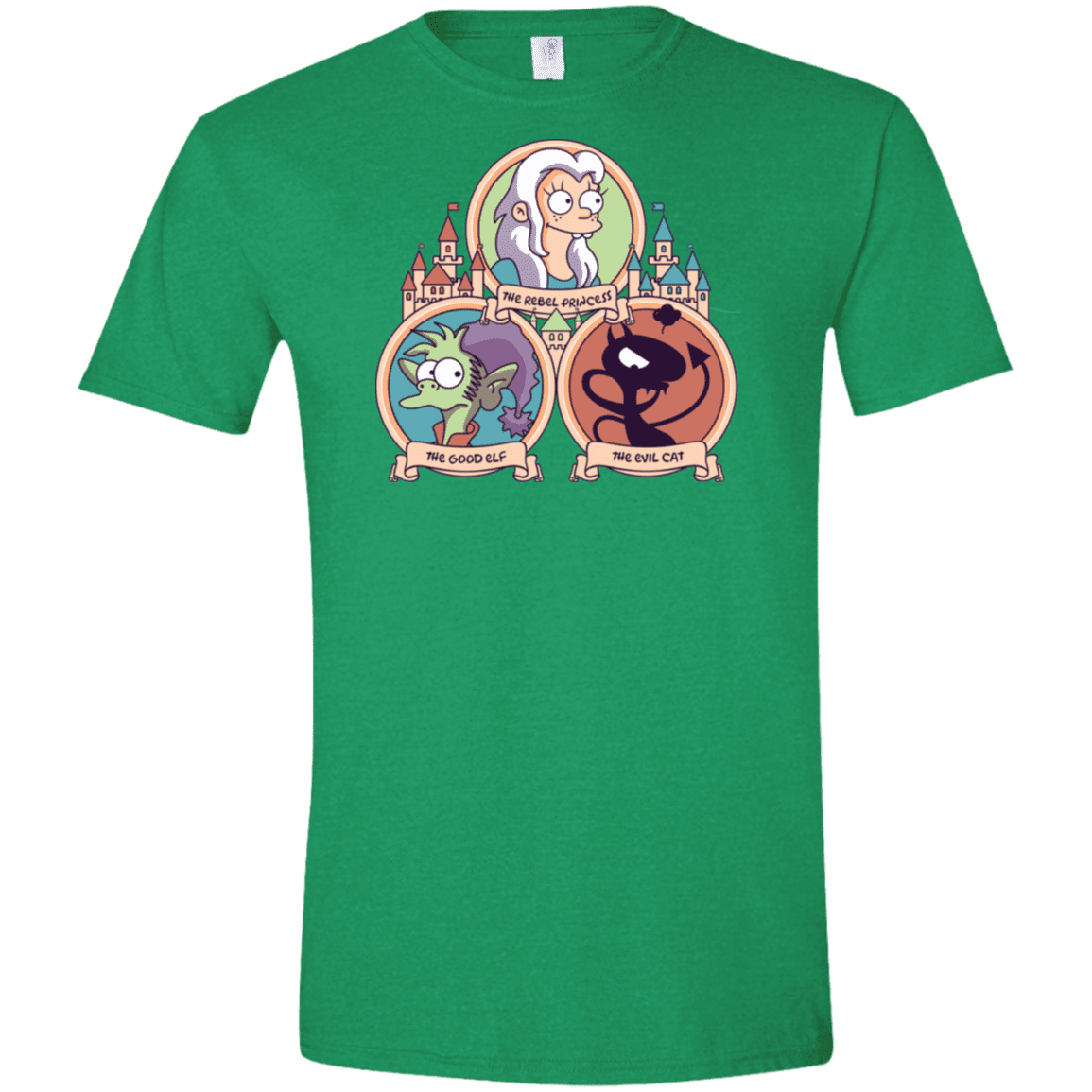 T-Shirts Heather Irish Green / M The Rebel, the Good and Evil Cat Men's Semi-Fitted Softstyle