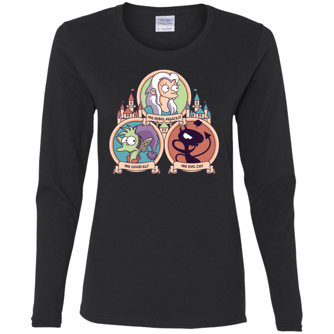 T-Shirts Black / S The Rebel, the Good and Evil Cat Women's Long Sleeve T-Shirt