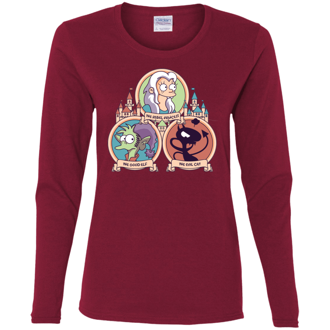 T-Shirts Cardinal / S The Rebel, the Good and Evil Cat Women's Long Sleeve T-Shirt