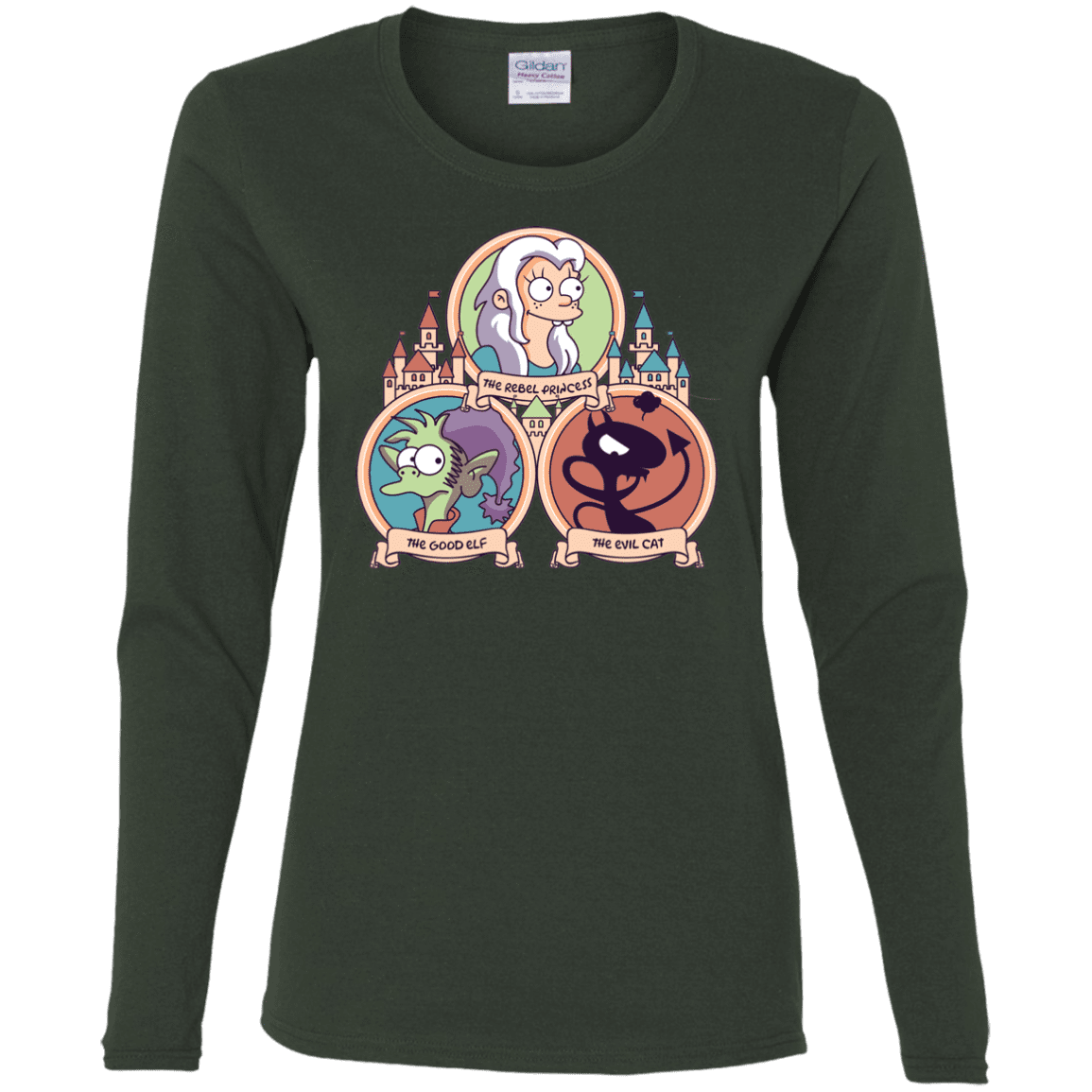 T-Shirts Forest / S The Rebel, the Good and Evil Cat Women's Long Sleeve T-Shirt