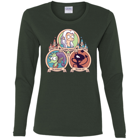 T-Shirts Forest / S The Rebel, the Good and Evil Cat Women's Long Sleeve T-Shirt