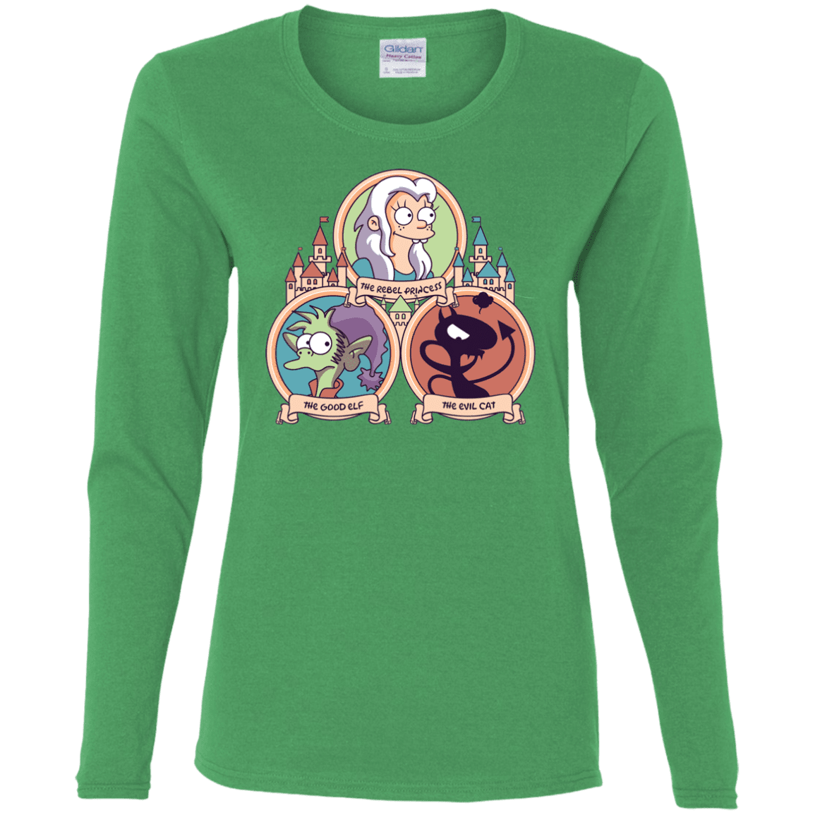 T-Shirts Irish Green / S The Rebel, the Good and Evil Cat Women's Long Sleeve T-Shirt