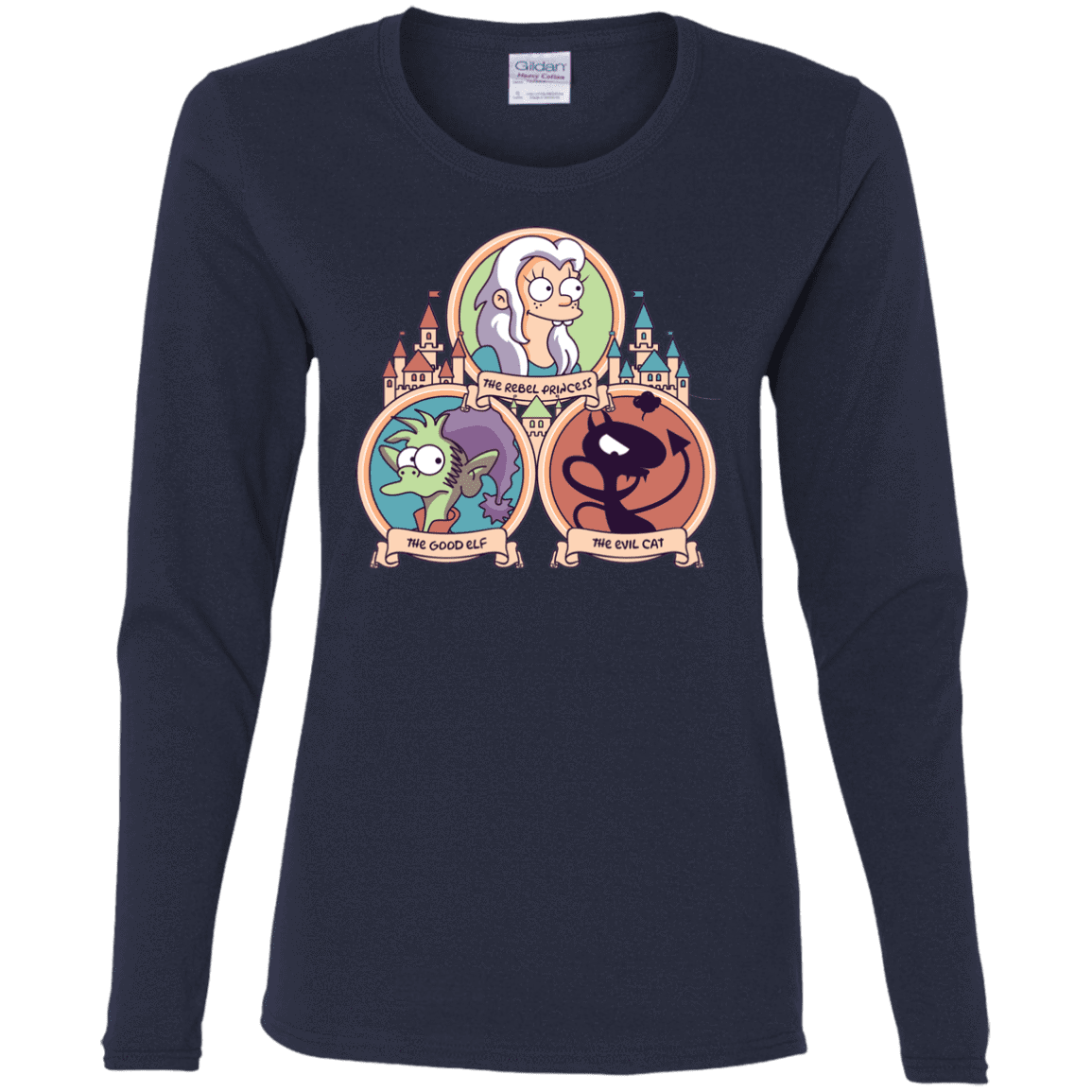 T-Shirts Navy / S The Rebel, the Good and Evil Cat Women's Long Sleeve T-Shirt