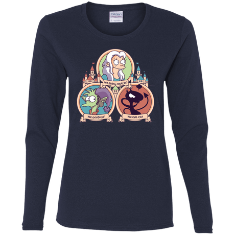 T-Shirts Navy / S The Rebel, the Good and Evil Cat Women's Long Sleeve T-Shirt