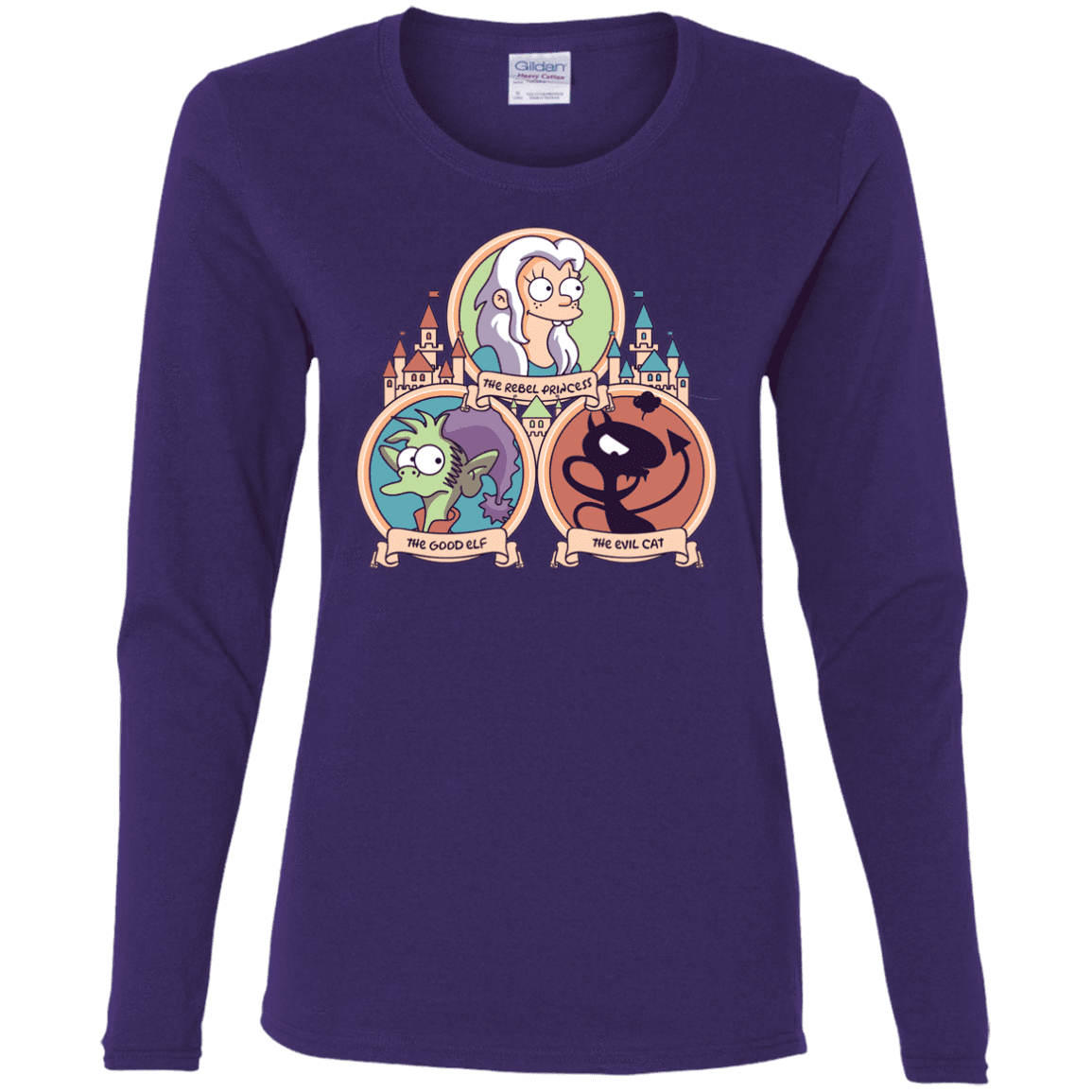 T-Shirts Purple / S The Rebel, the Good and Evil Cat Women's Long Sleeve T-Shirt