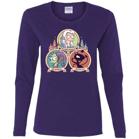 T-Shirts Purple / S The Rebel, the Good and Evil Cat Women's Long Sleeve T-Shirt