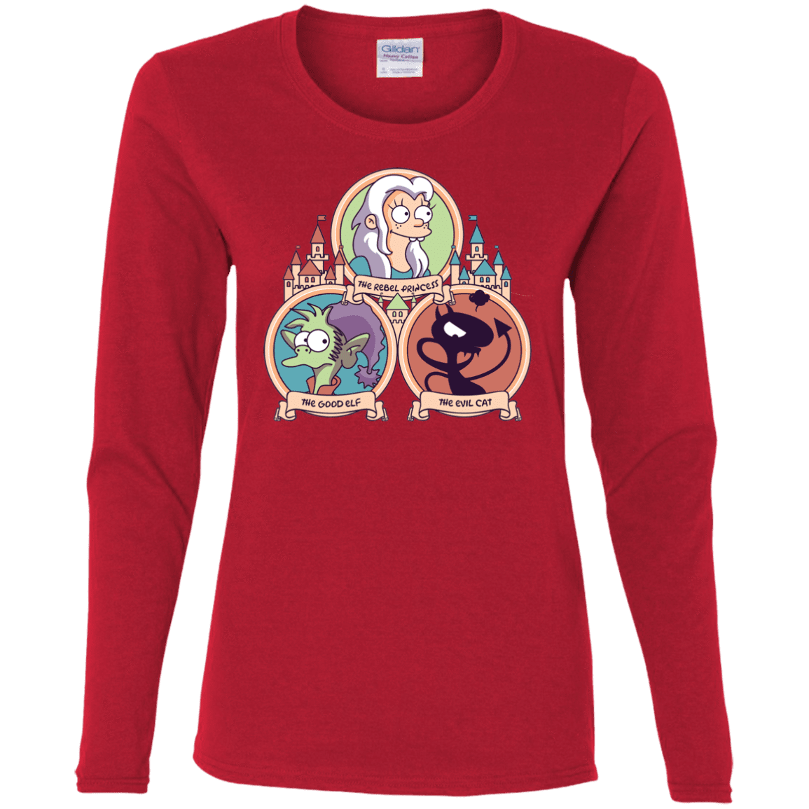 T-Shirts Red / S The Rebel, the Good and Evil Cat Women's Long Sleeve T-Shirt