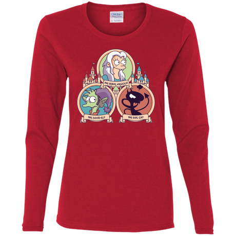 T-Shirts Red / S The Rebel, the Good and Evil Cat Women's Long Sleeve T-Shirt