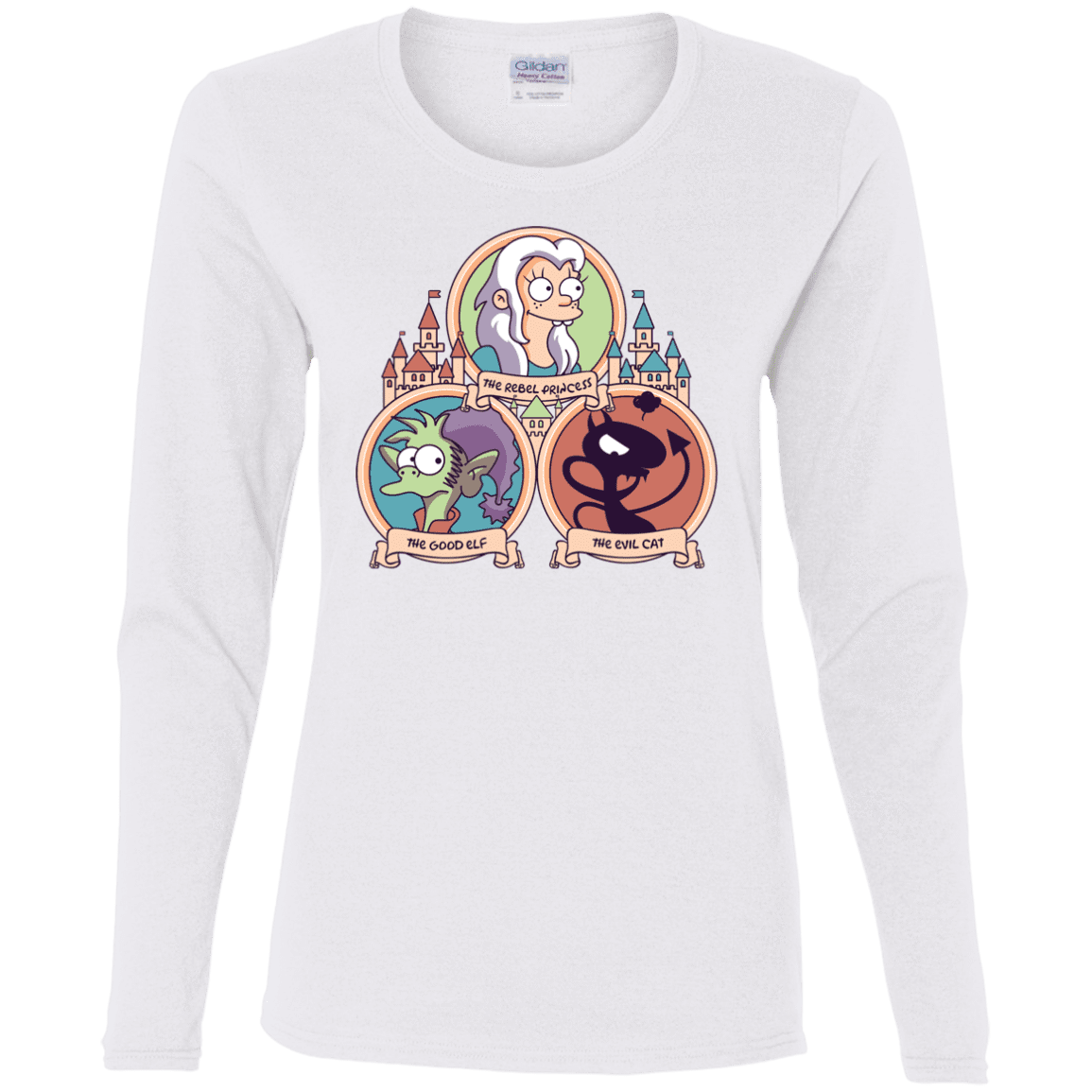 T-Shirts White / S The Rebel, the Good and Evil Cat Women's Long Sleeve T-Shirt