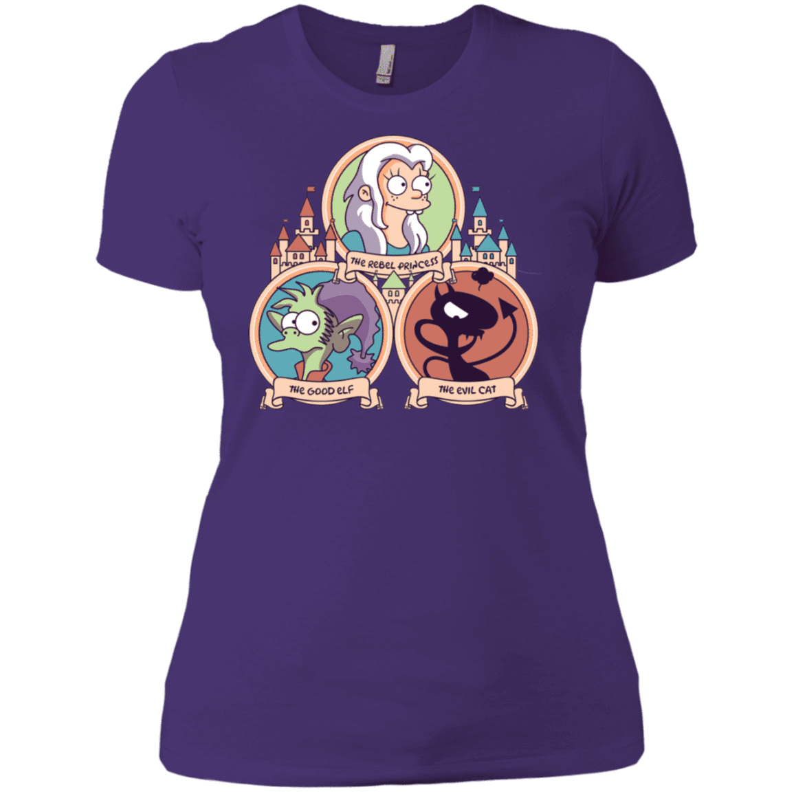 T-Shirts Purple Rush/ / X-Small The Rebel, the Good and Evil Cat Women's Premium T-Shirt