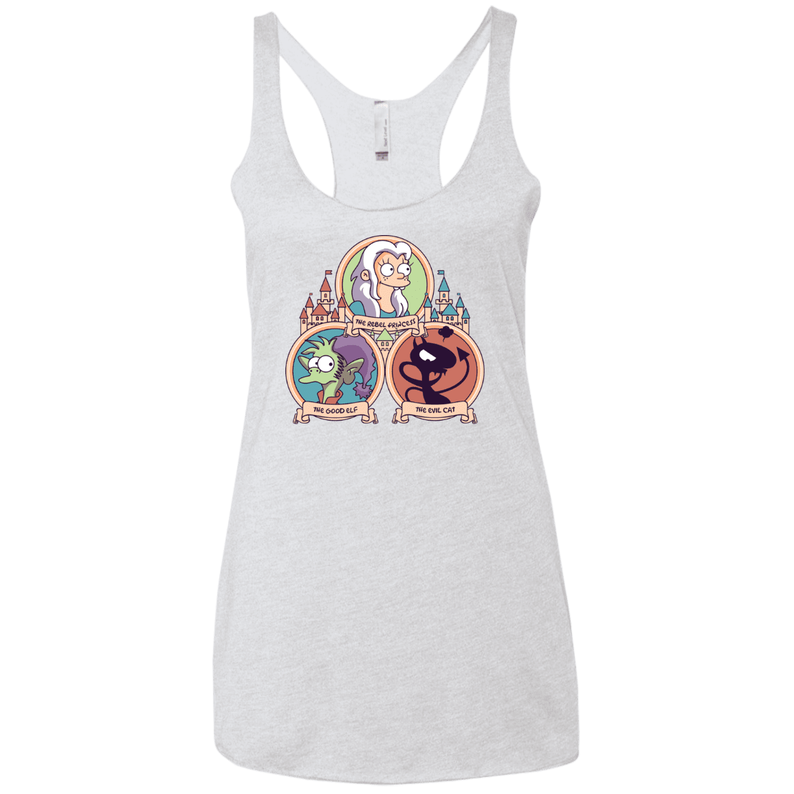 T-Shirts Heather White / X-Small The Rebel, the Good and Evil Cat Women's Triblend Racerback Tank