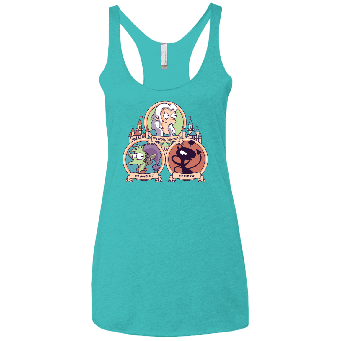 T-Shirts Tahiti Blue / X-Small The Rebel, the Good and Evil Cat Women's Triblend Racerback Tank