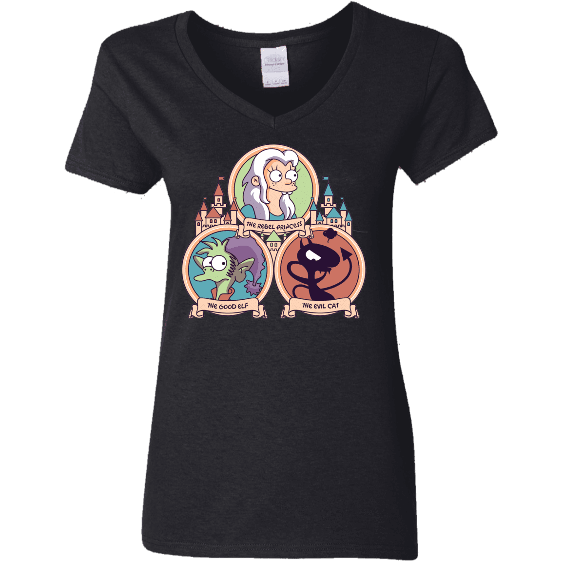 T-Shirts Black / S The Rebel, the Good and Evil Cat Women's V-Neck T-Shirt