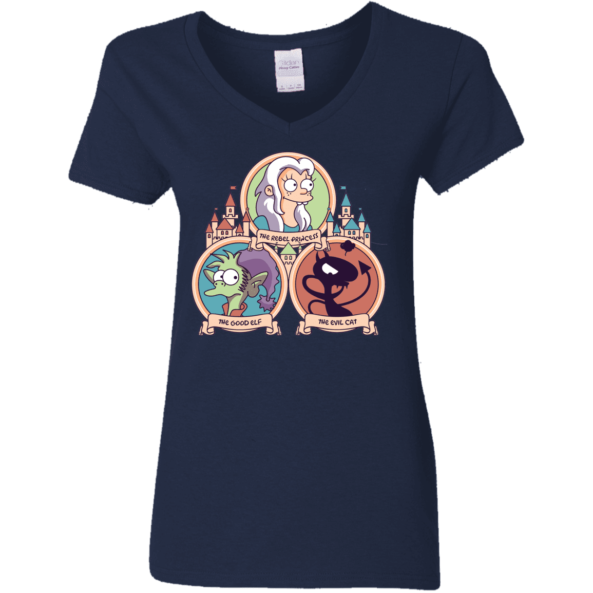 T-Shirts Navy / S The Rebel, the Good and Evil Cat Women's V-Neck T-Shirt