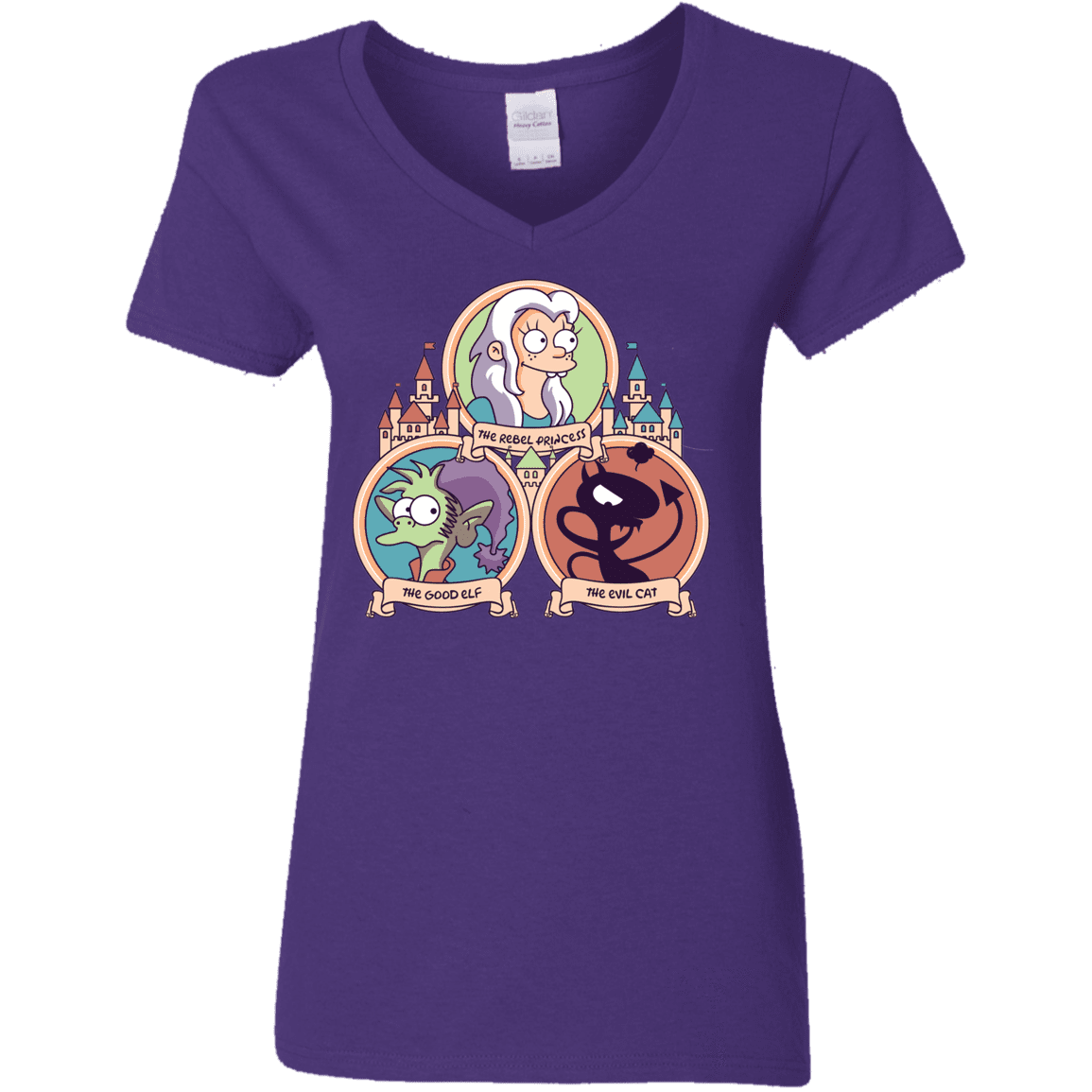 T-Shirts Purple / S The Rebel, the Good and Evil Cat Women's V-Neck T-Shirt