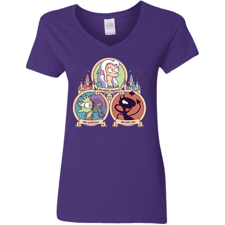 T-Shirts Purple / S The Rebel, the Good and Evil Cat Women's V-Neck T-Shirt