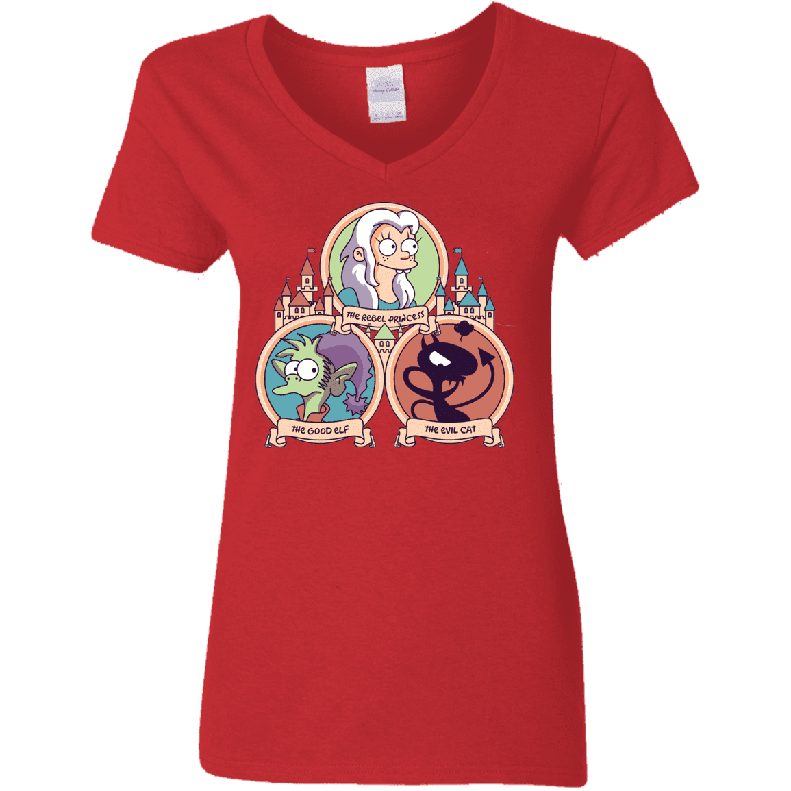 T-Shirts Red / S The Rebel, the Good and Evil Cat Women's V-Neck T-Shirt