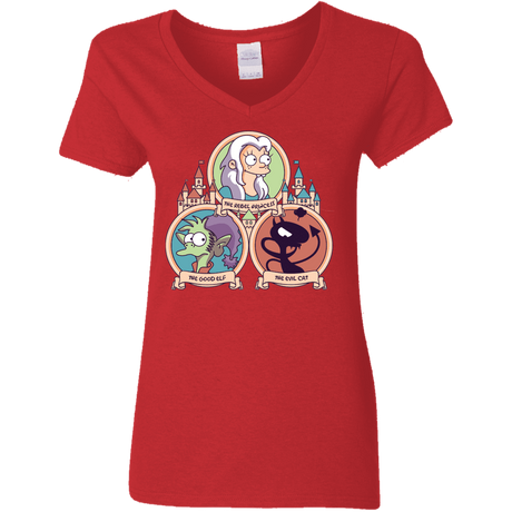 T-Shirts Red / S The Rebel, the Good and Evil Cat Women's V-Neck T-Shirt