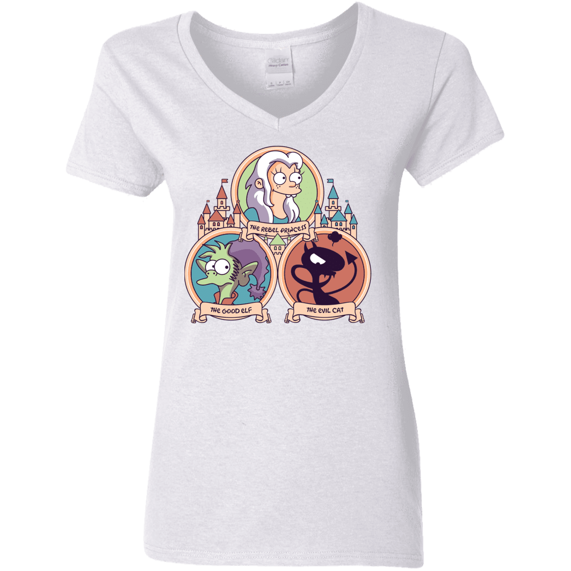 T-Shirts White / S The Rebel, the Good and Evil Cat Women's V-Neck T-Shirt