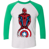 T-Shirts Heather White/Envy / X-Small The Spider is Coming Men's Triblend 3/4 Sleeve