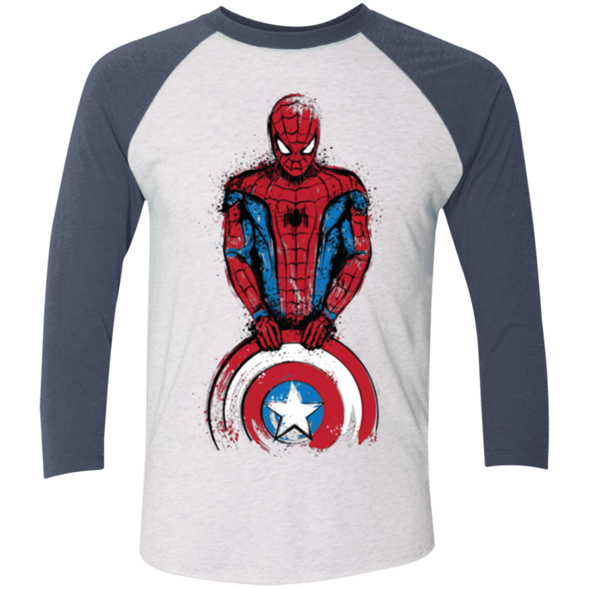 T-Shirts Heather White/Indigo / X-Small The Spider is Coming Men's Triblend 3/4 Sleeve