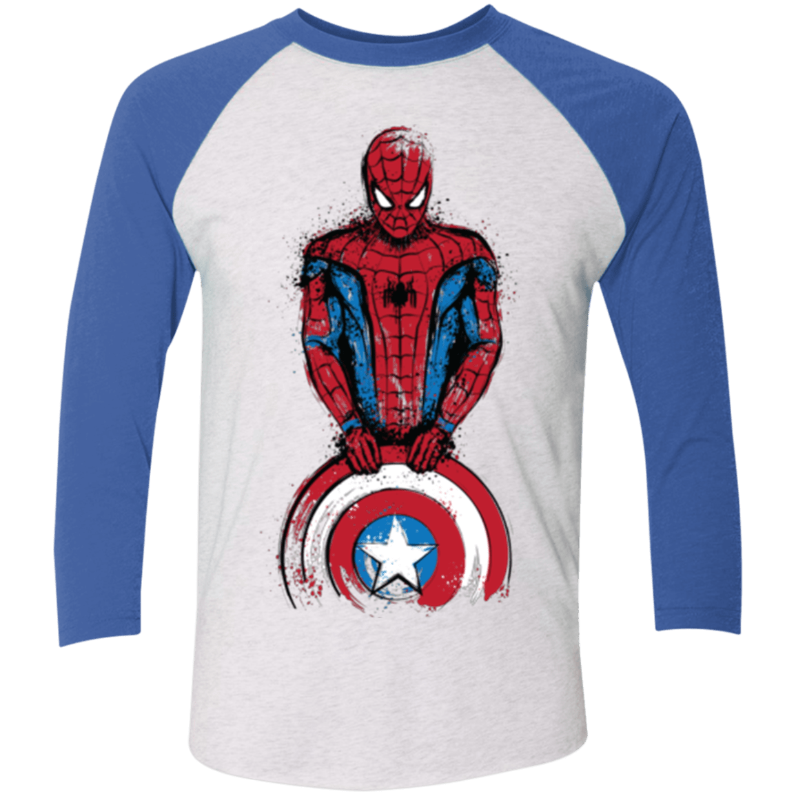 T-Shirts Heather White/Vintage Royal / X-Small The Spider is Coming Men's Triblend 3/4 Sleeve