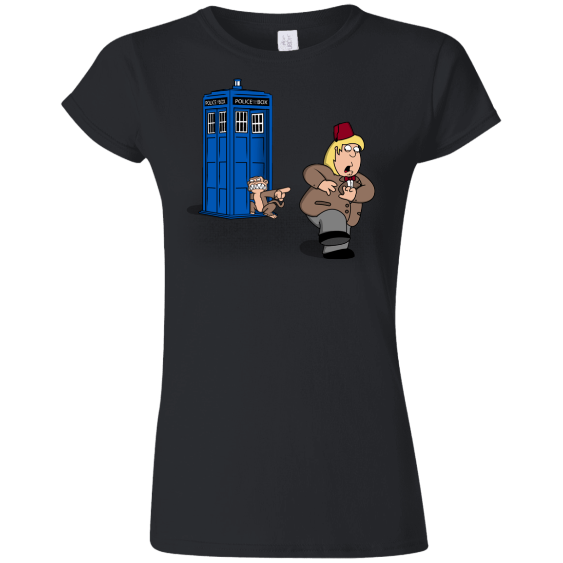 T-Shirts Black / S The Tardis Monkey Junior Slimmer-Fit T-Shirt