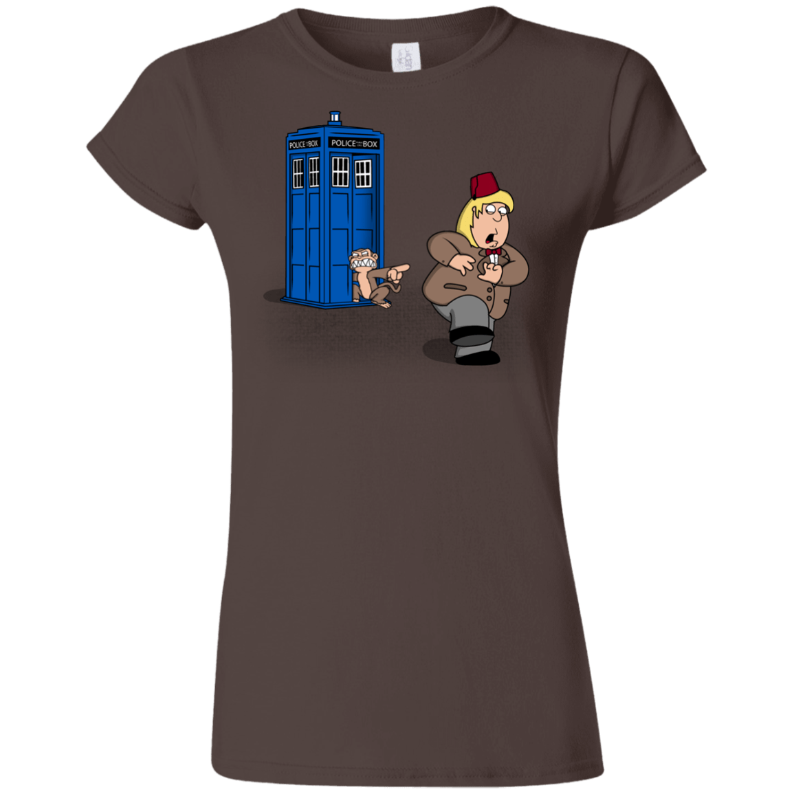 T-Shirts Dark Chocolate / S The Tardis Monkey Junior Slimmer-Fit T-Shirt