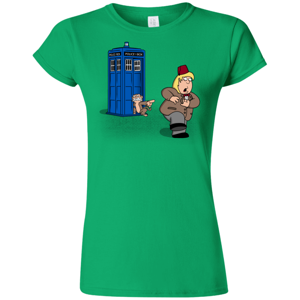 T-Shirts Irish Green / S The Tardis Monkey Junior Slimmer-Fit T-Shirt