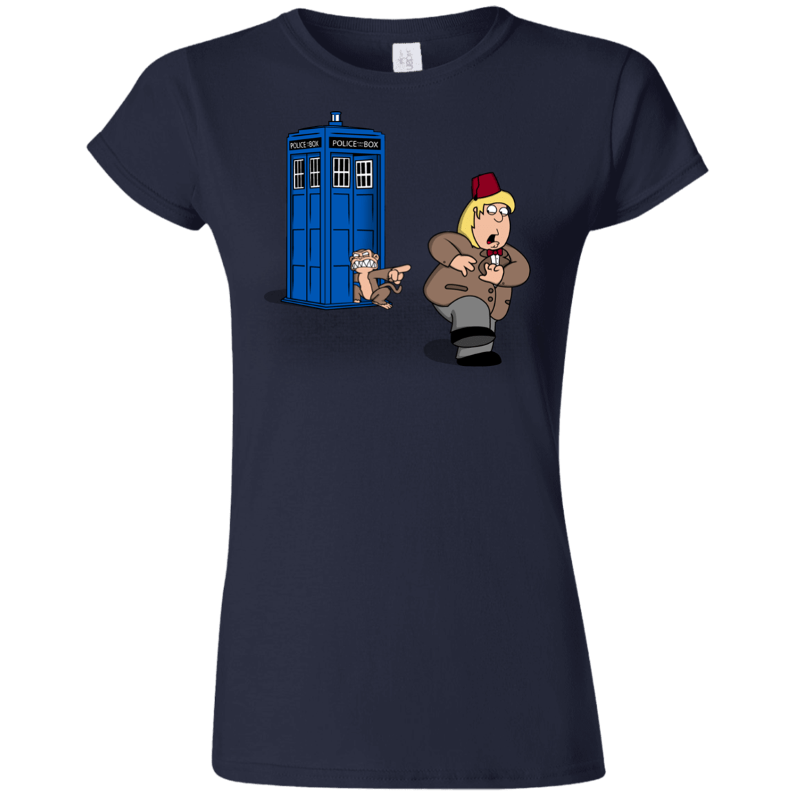 T-Shirts Navy / S The Tardis Monkey Junior Slimmer-Fit T-Shirt