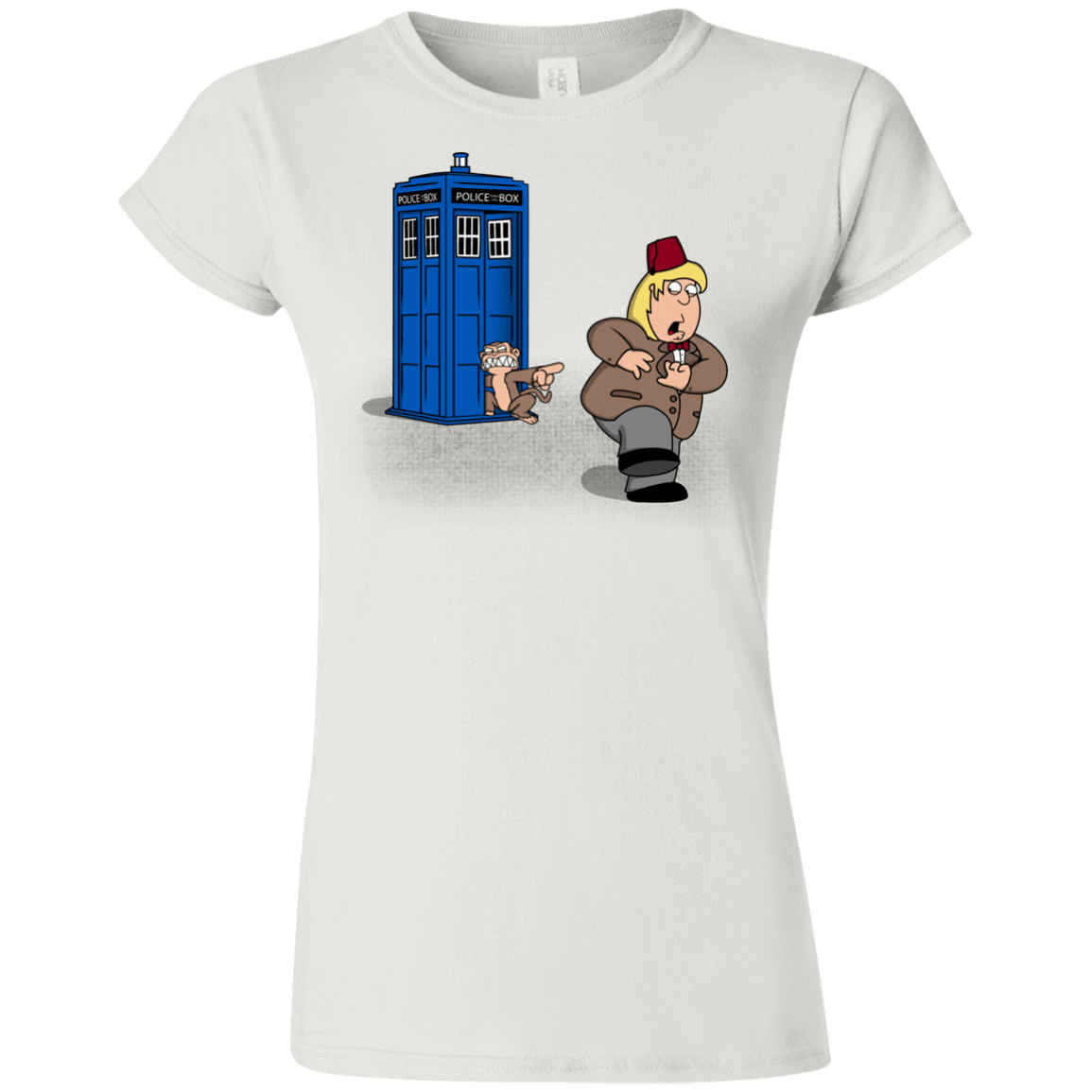 T-Shirts White / S The Tardis Monkey Junior Slimmer-Fit T-Shirt