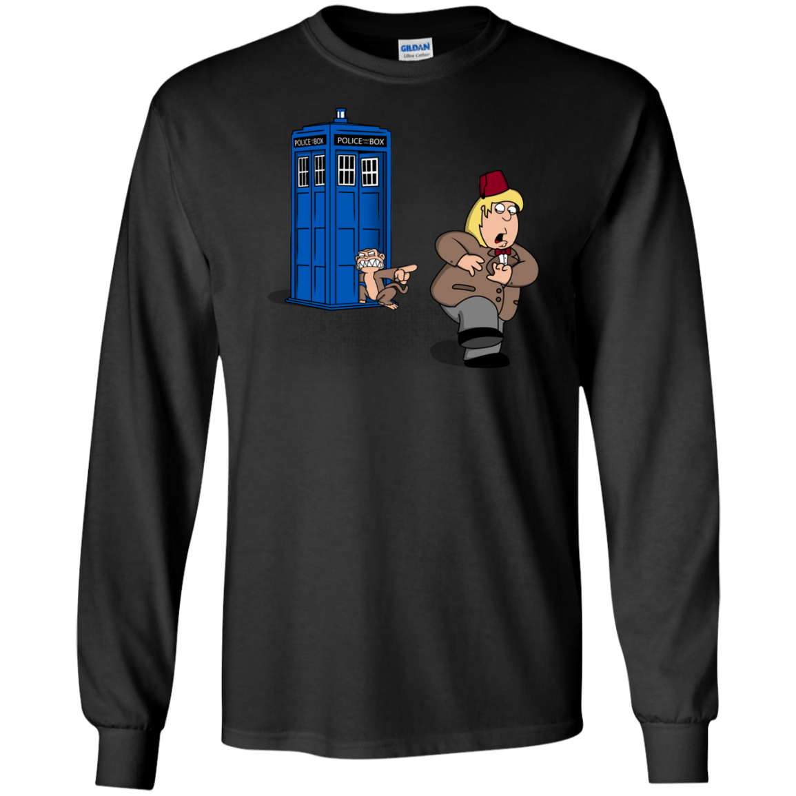 T-Shirts Black / S The Tardis Monkey Long Sleeve T-Shirt