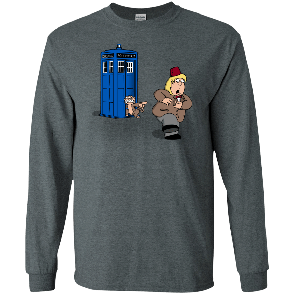 T-Shirts Dark Heather / S The Tardis Monkey Long Sleeve T-Shirt