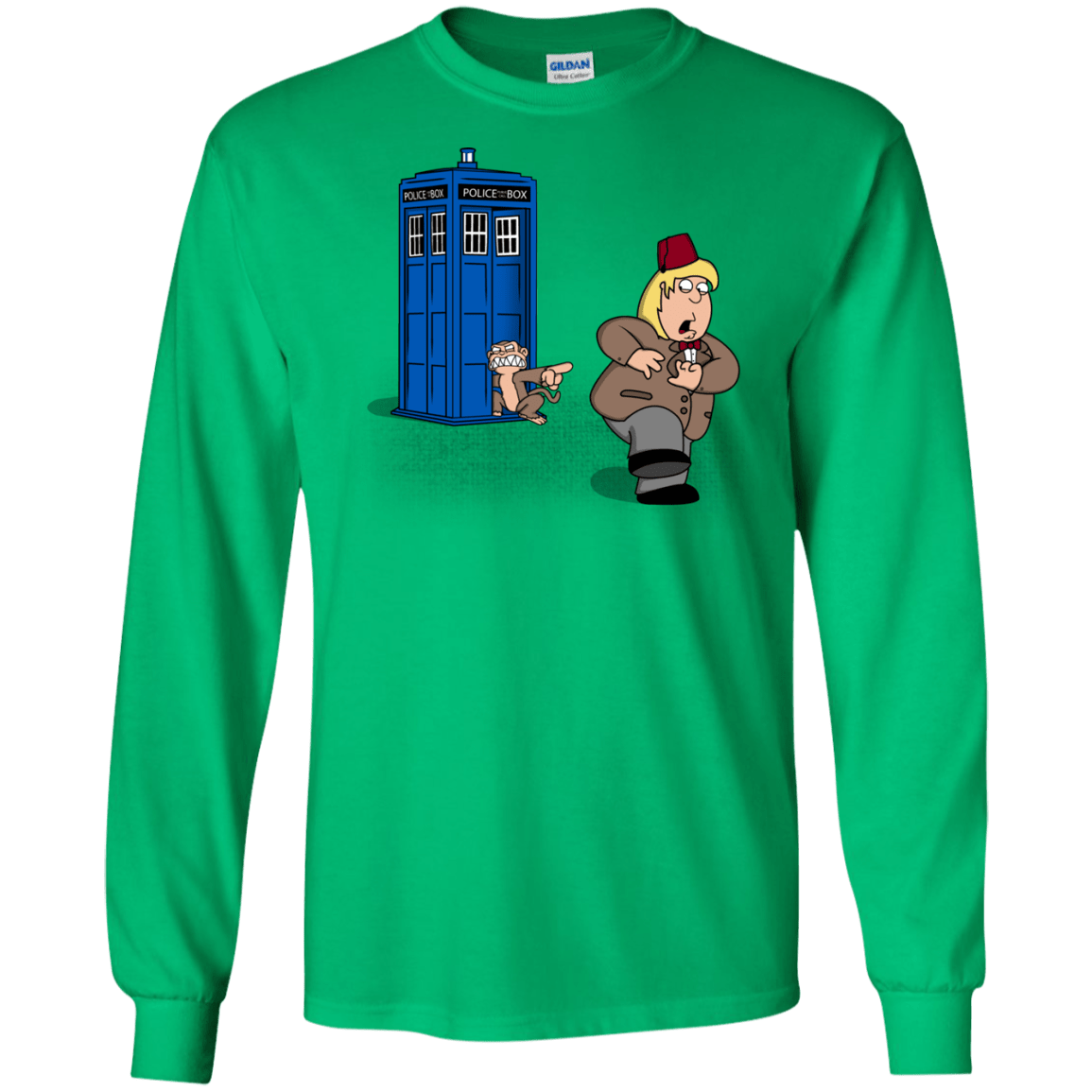 T-Shirts Irish Green / S The Tardis Monkey Long Sleeve T-Shirt