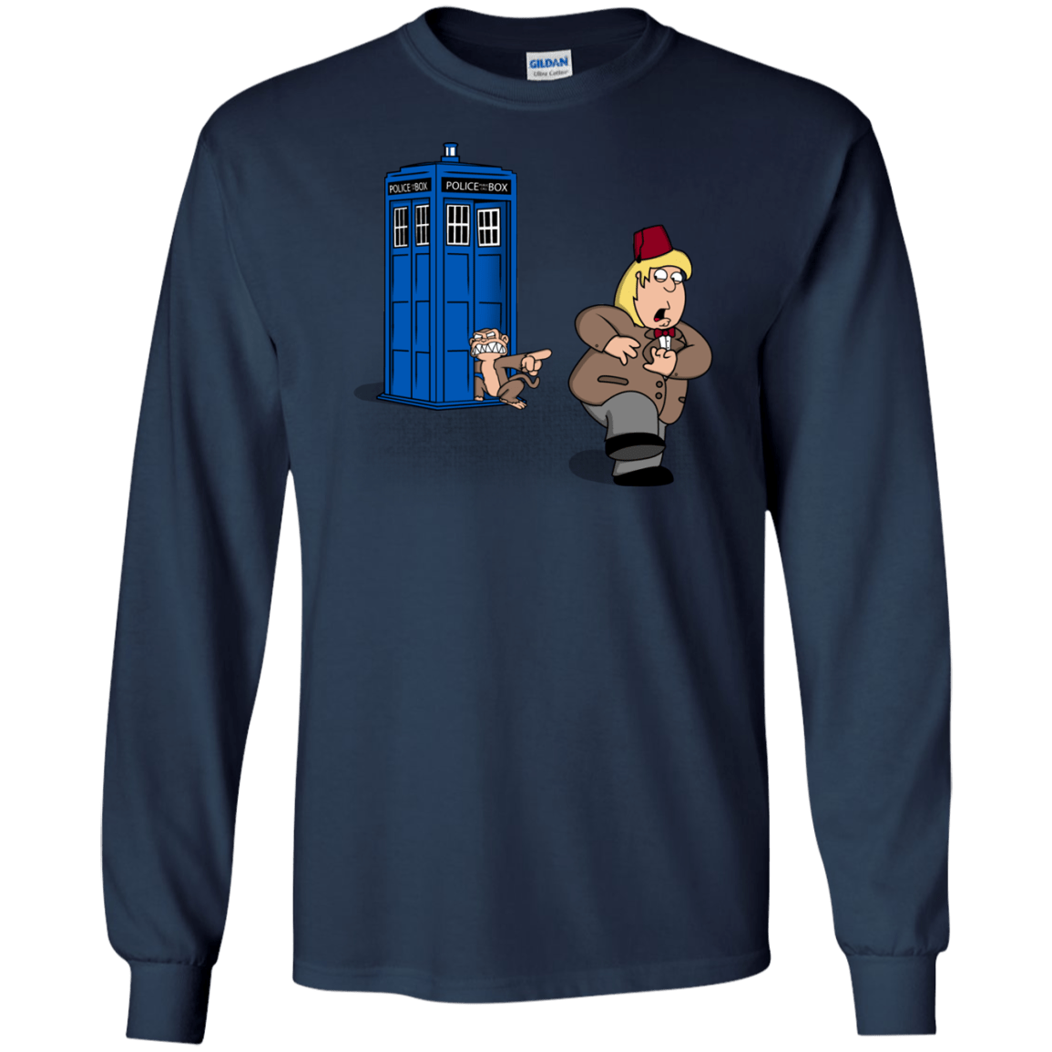 T-Shirts Navy / S The Tardis Monkey Long Sleeve T-Shirt