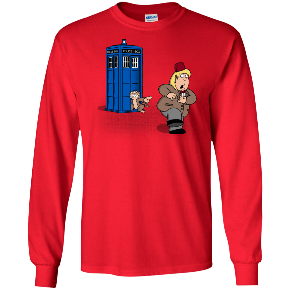 T-Shirts Red / S The Tardis Monkey Long Sleeve T-Shirt