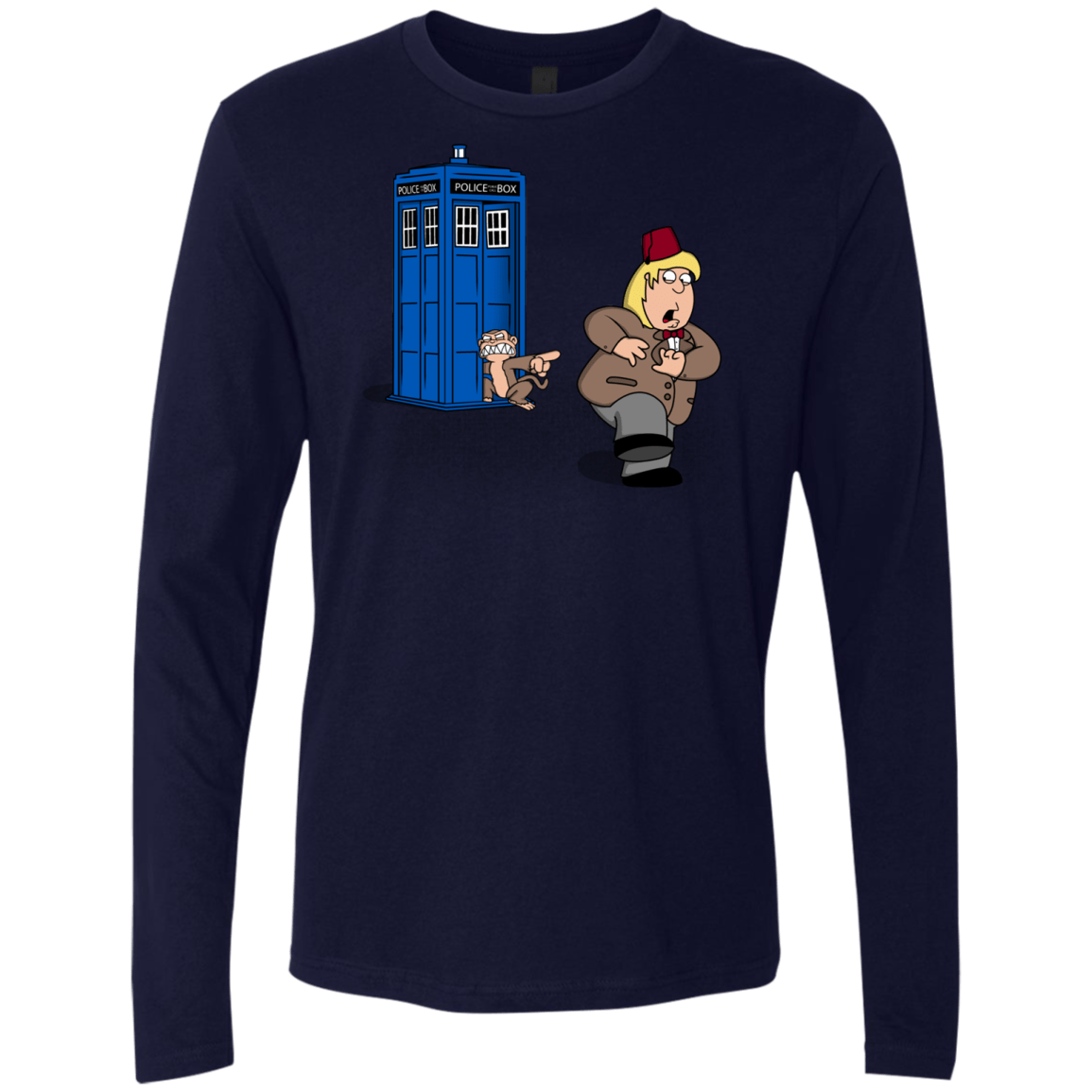 T-Shirts Midnight Navy / S The Tardis Monkey Men's Premium Long Sleeve