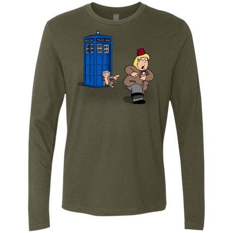 T-Shirts Military Green / S The Tardis Monkey Men's Premium Long Sleeve