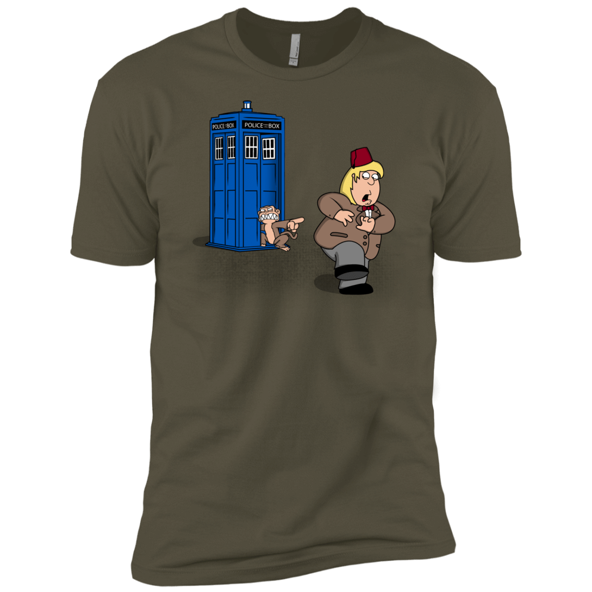 T-Shirts Military Green / X-Small The Tardis Monkey Men's Premium T-Shirt