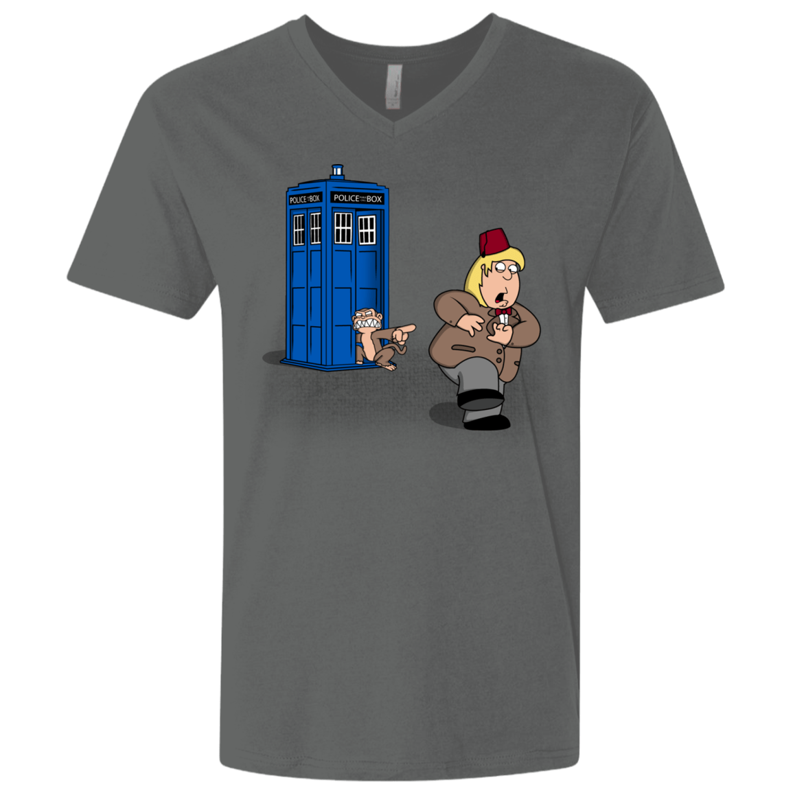 T-Shirts Heavy Metal / X-Small The Tardis Monkey Men's Premium V-Neck