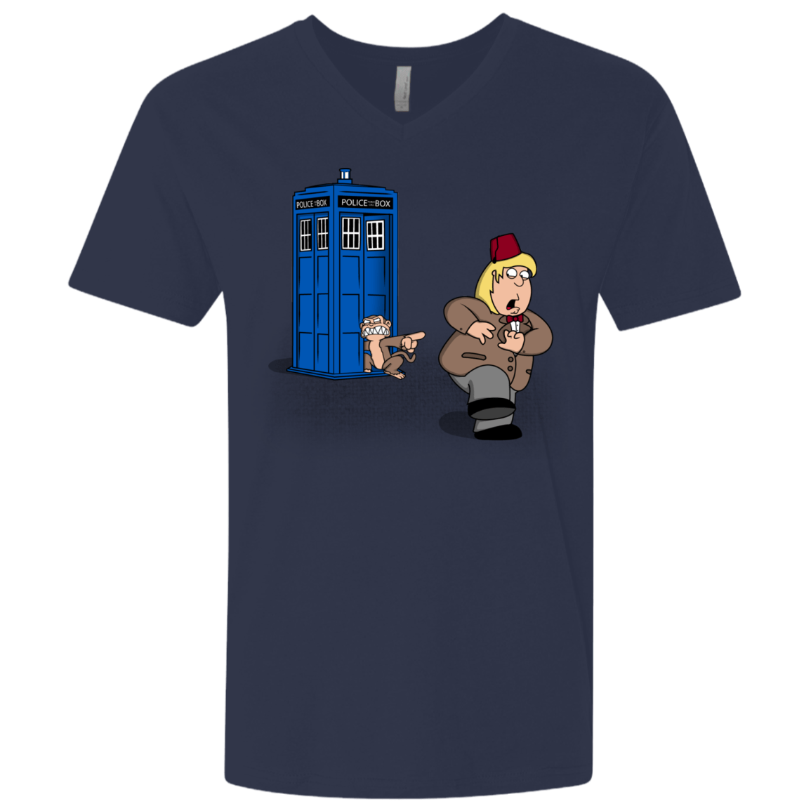 T-Shirts Midnight Navy / X-Small The Tardis Monkey Men's Premium V-Neck