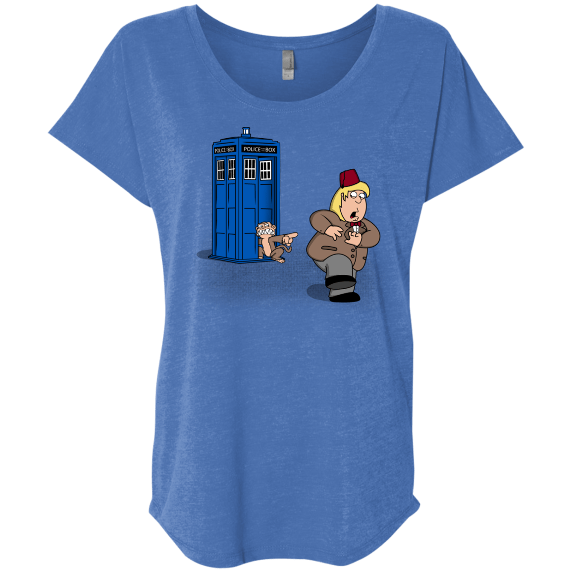 T-Shirts Vintage Royal / X-Small The Tardis Monkey Triblend Dolman Sleeve